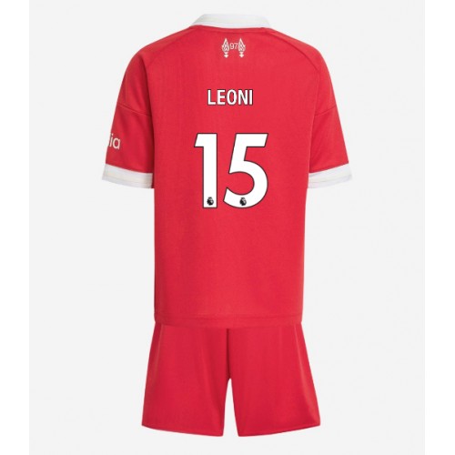 Stroje piłkarskie Liverpool Giovanni Leoni #15 Koszulka Podstawowej dla dzieci 2025-26 Krótki Rękaw (+ szorty)